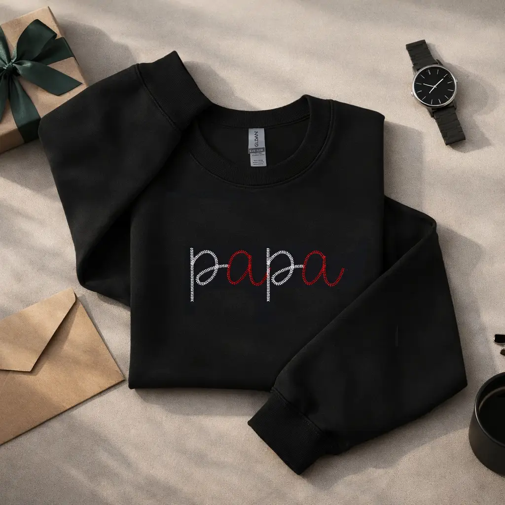 Papa Baseball - Crewneck brodé et personnalisé