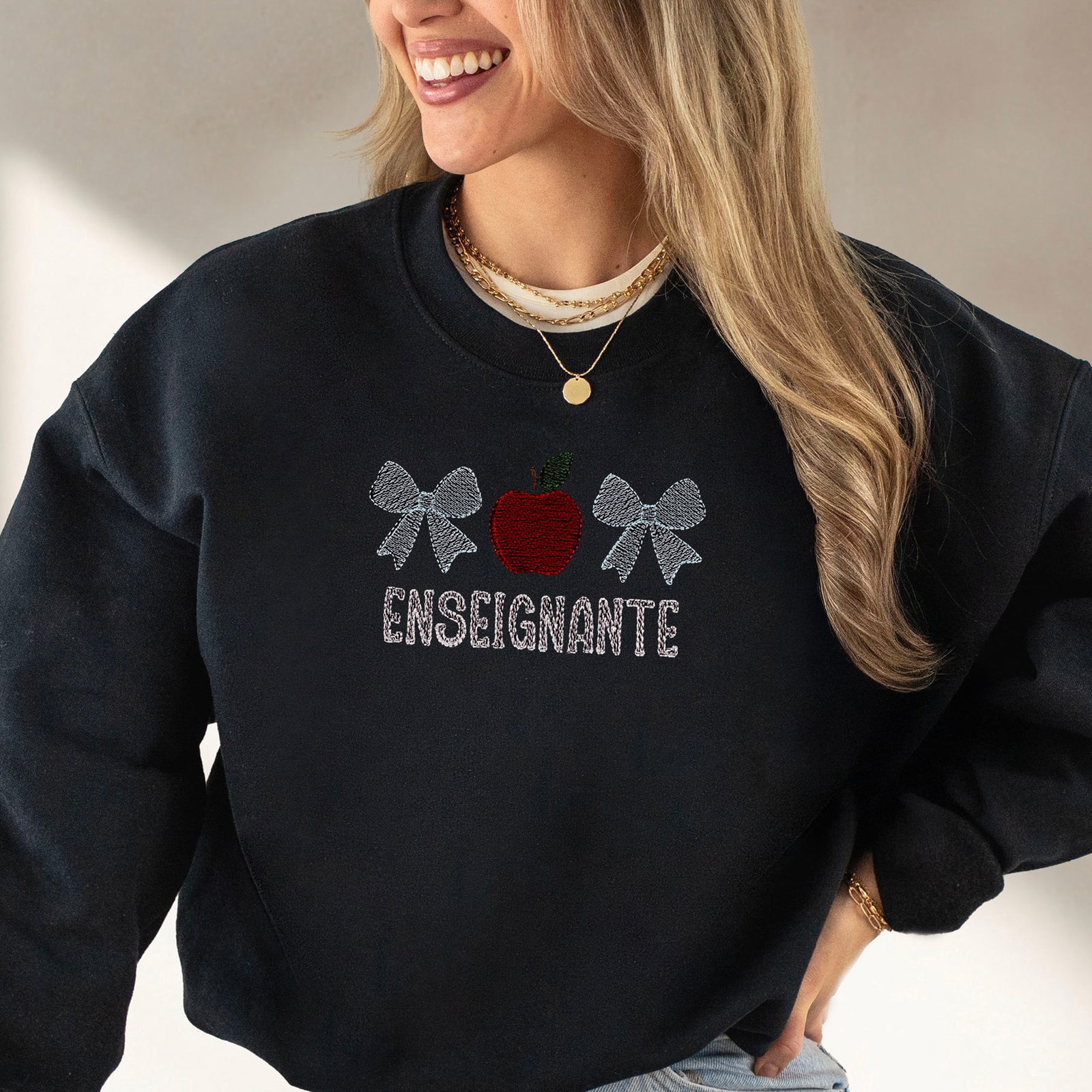 Enseignante Douce Sagesse - Crewneck brodé