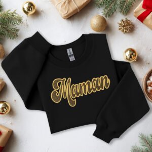 coton ouate maman brode fil dore couleur noir