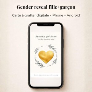 Gender reveal Annonce fille+garçon – Carte surprise à gratter digitale