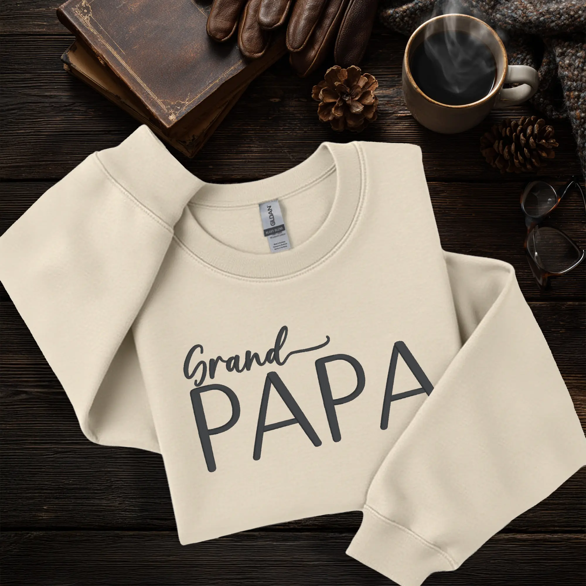Grand-papa Évidence – Coton ouaté brodé et personnalisé